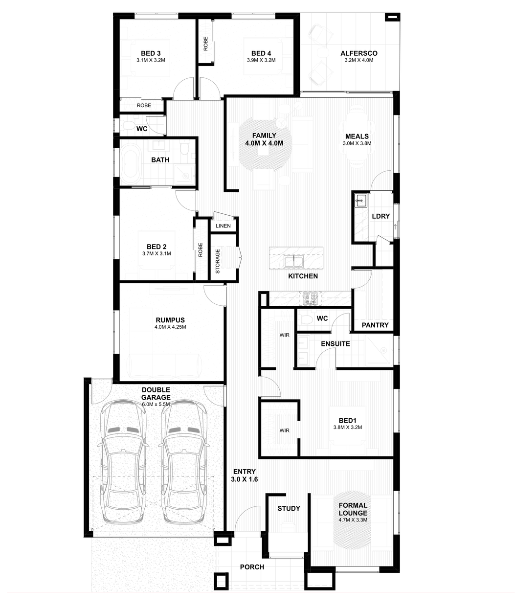 Home floor plan and size estimates